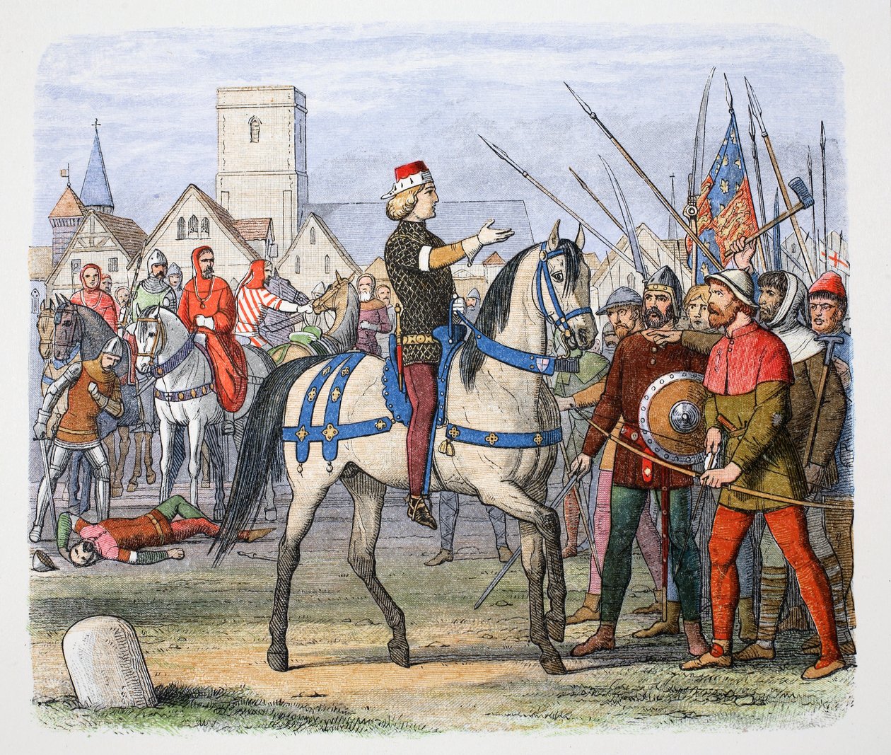 Král Richard II se setkává s rebely ve Smithfieldu, rolnické povstání, 1381 1864. od James William Edmund Doyle