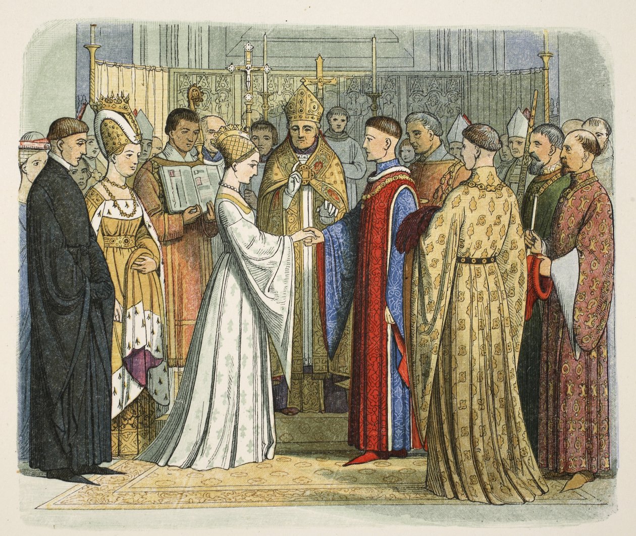 Sňatek Jindřicha V. a Kateřiny Francouzské, 2. června 1420, od A Chronicle of England BC 55 do AD 1485, pub. Londýn, 1863 od James William Edmund Doyle