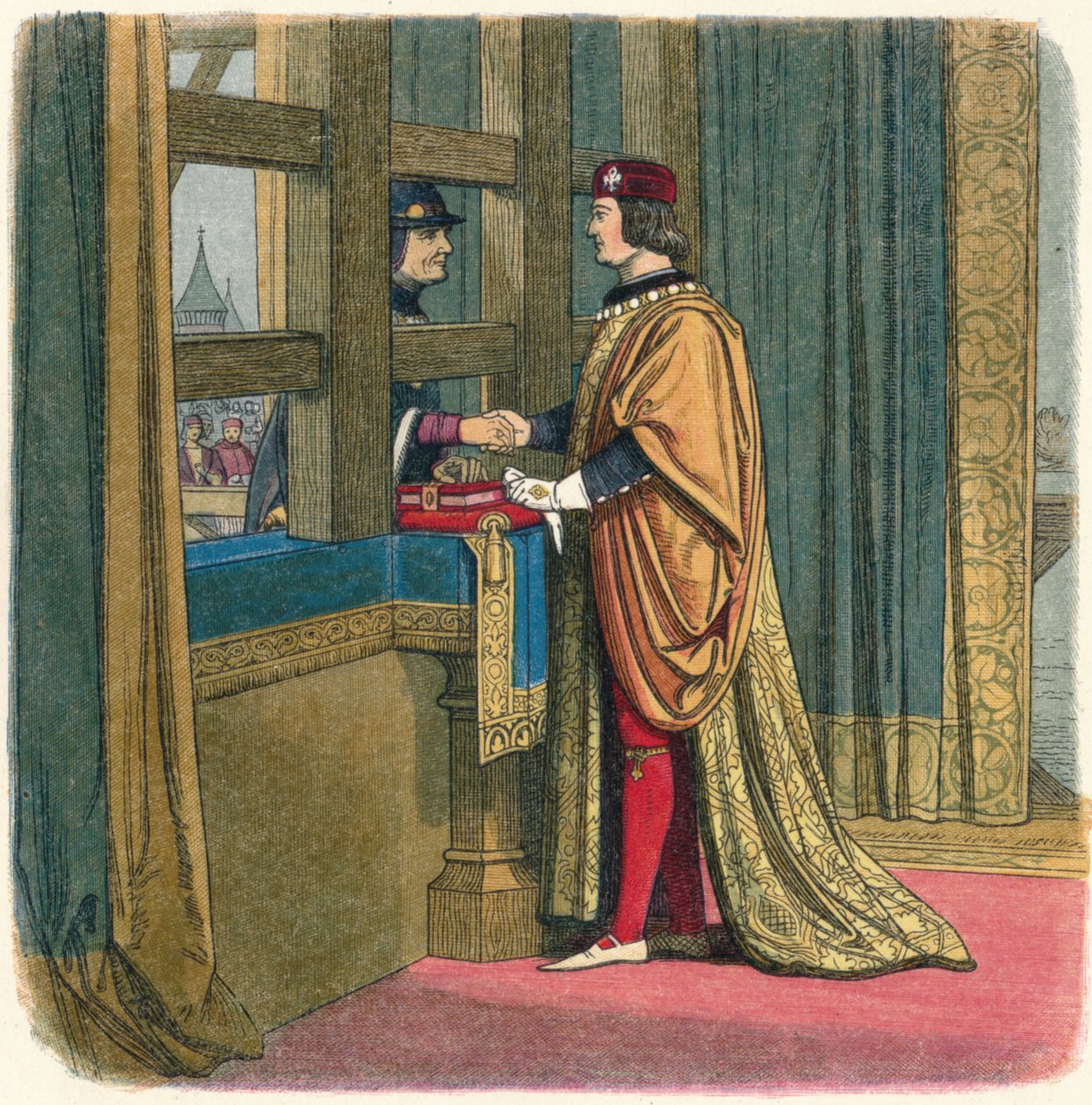 Setkání Edwarda IV. a Ludvíka XI. v Pecquigny, 1475 1864 od James William Edmund Doyle