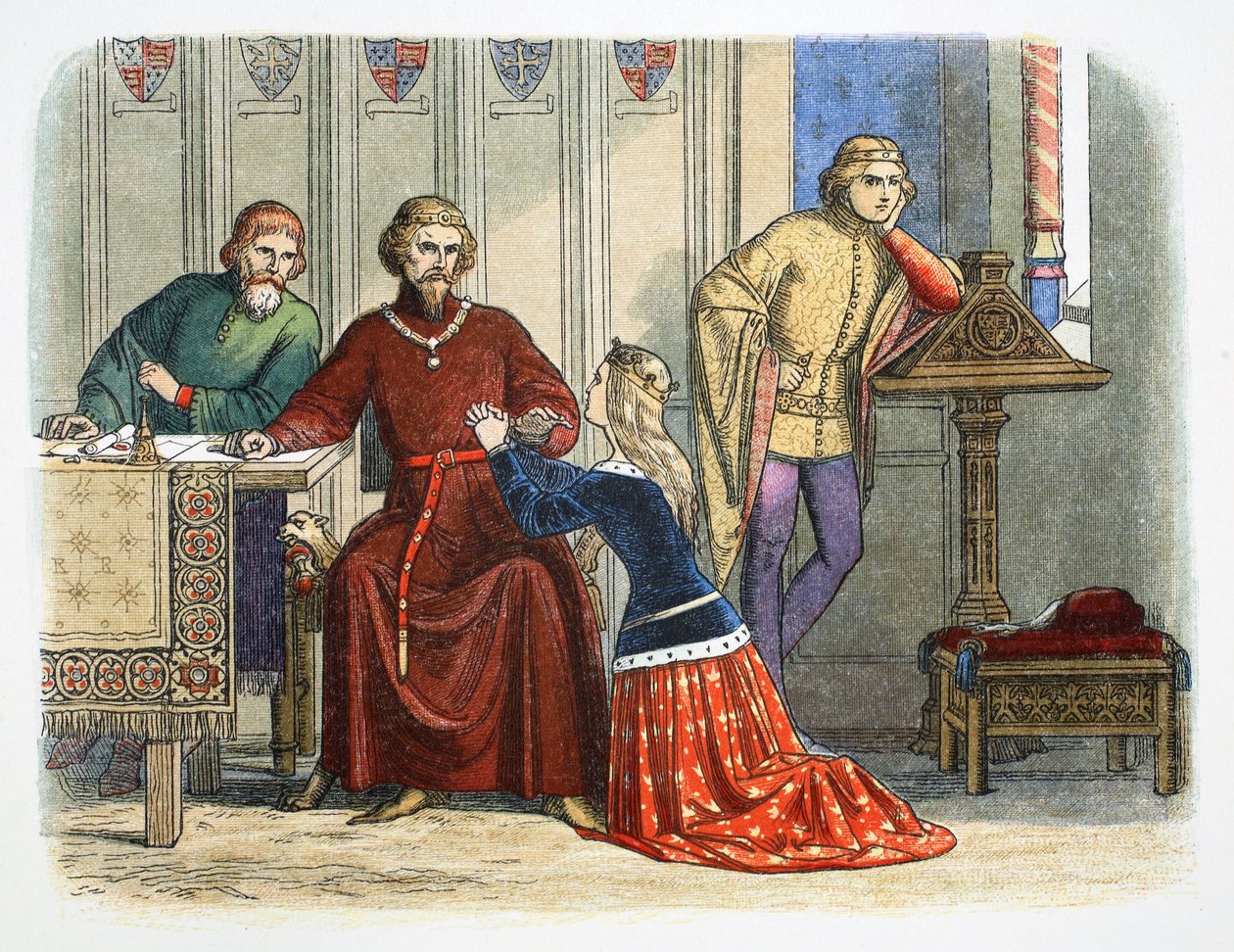 Královna Anna se přimlouvá u Gloucestera a Arundela za sira Simona de Burley, 1388 1864 od James William Edmund Doyle
