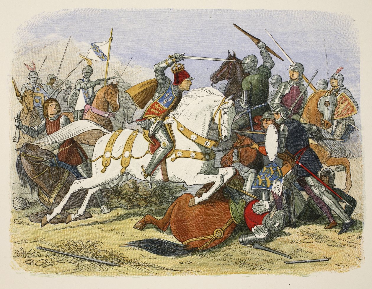 Richard III. na Bosworthském poli, 22. srpna 1485, z knihy A Chronicle of England BC 55 to AD 1485, pub. Londýn, 1863 od James William Edmund Doyle