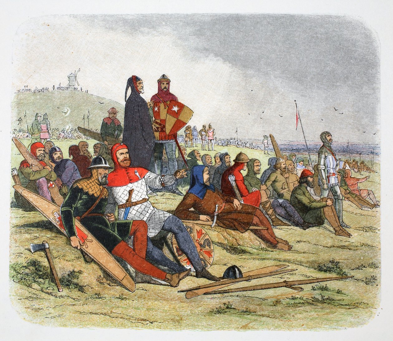 Angličané čekají na Francouze v bitvě u Crecy, Francie 1346 1864 od James William Edmund Doyle
