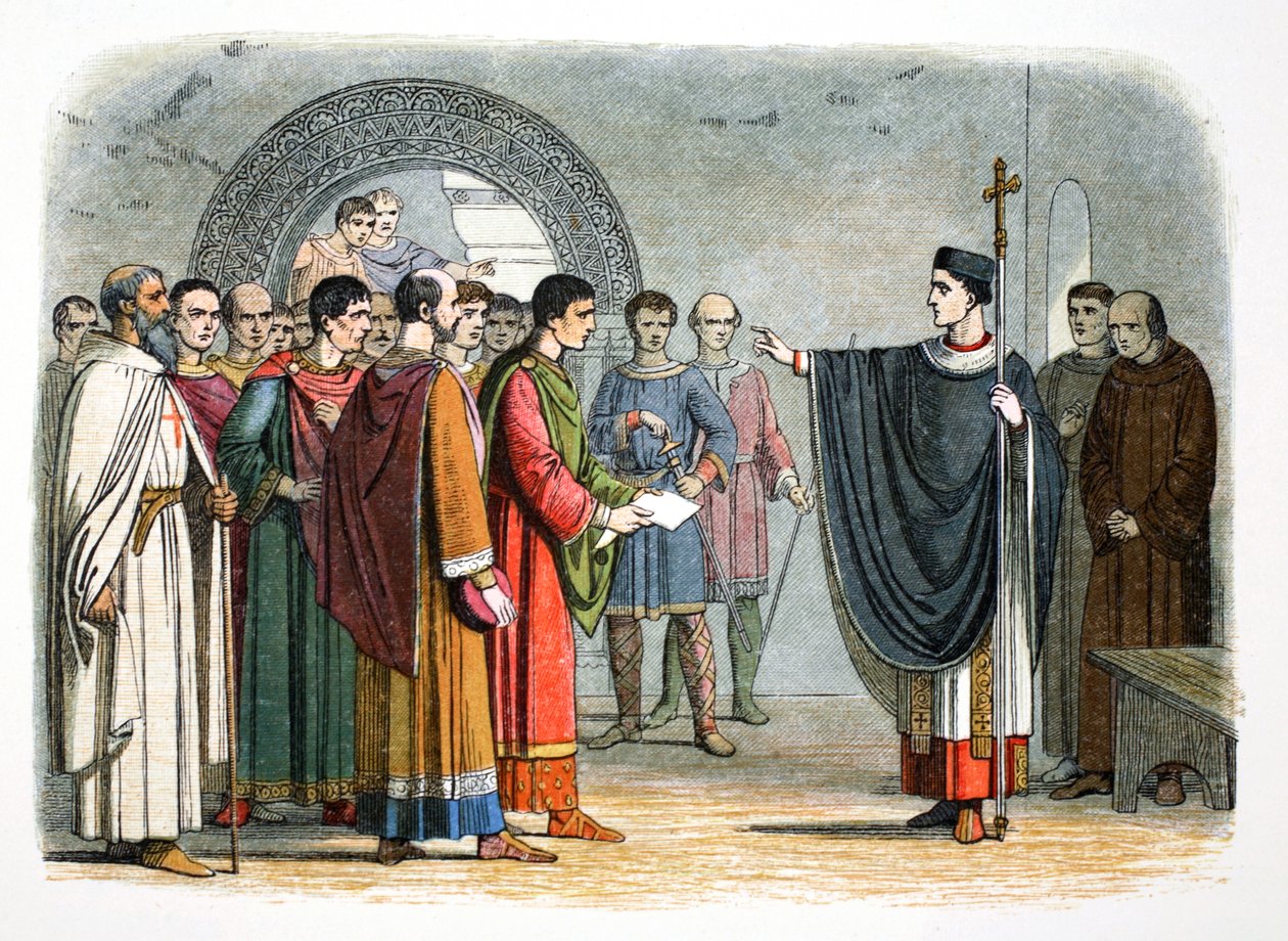 Thomas a Becket zakazuje hraběti z Leicesteru, aby nad ním vynesl rozsudek, 1162 1864 od James William Edmund Doyle