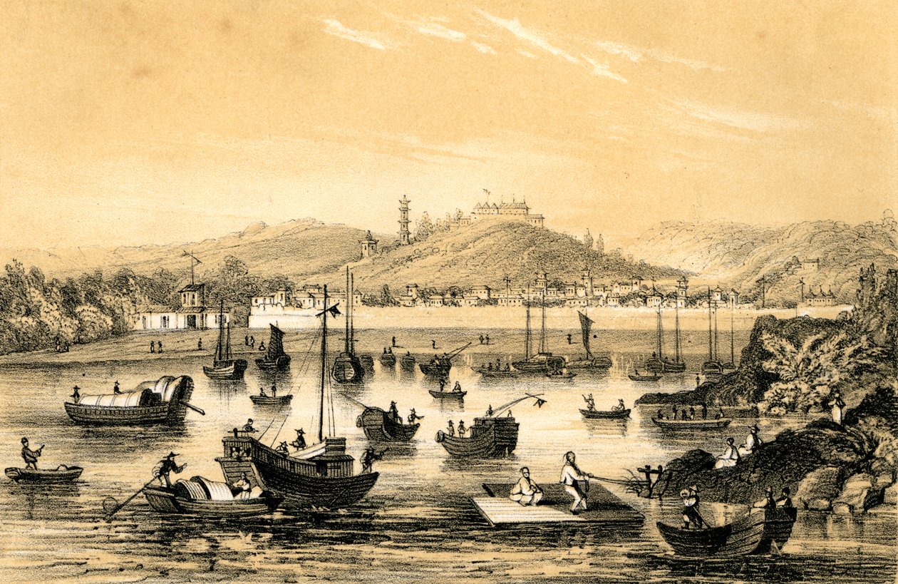 Ningbo, jeden z pěti přístavů otevřených pozdní smlouvou pro britský obchod, Čína, 1847 od James William Giles