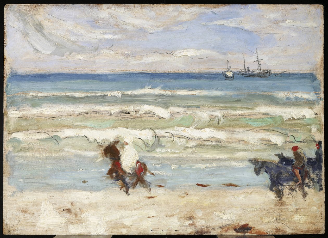 Beach Scene, Tanger, kolem roku 1911 (olej a grafit na panelu) od James Wilson Morrice
