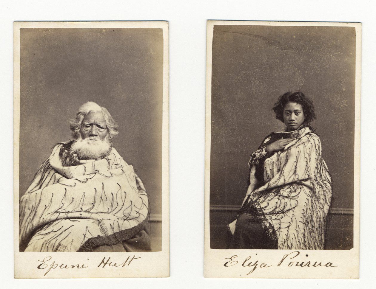 Epuni Hutt a Eliza Porirua, kolem roku 1865 (tisk alba) od James Wrigglesworth