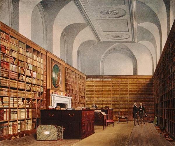 The Kings Library, Buckingham House, z The History of the Royal Residences, vyryl James Baily, William Henry Pyne (1769-1843), 1819 (viz také 169795) od James after Stephanoff