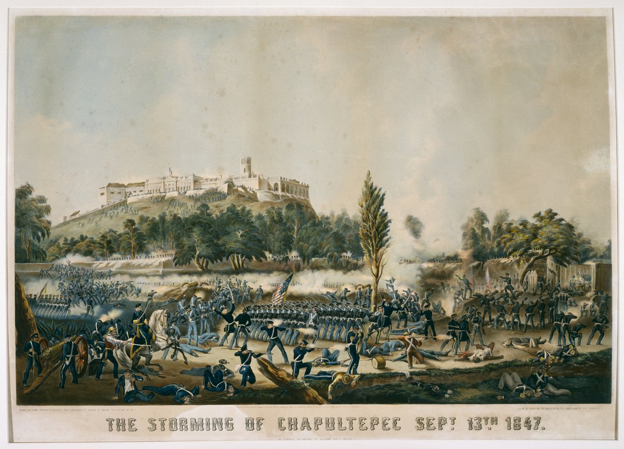 The Storming of Chapultepec 13. září 1847, 1848 (chromolitografie na tkaném papíře) od James after Walker