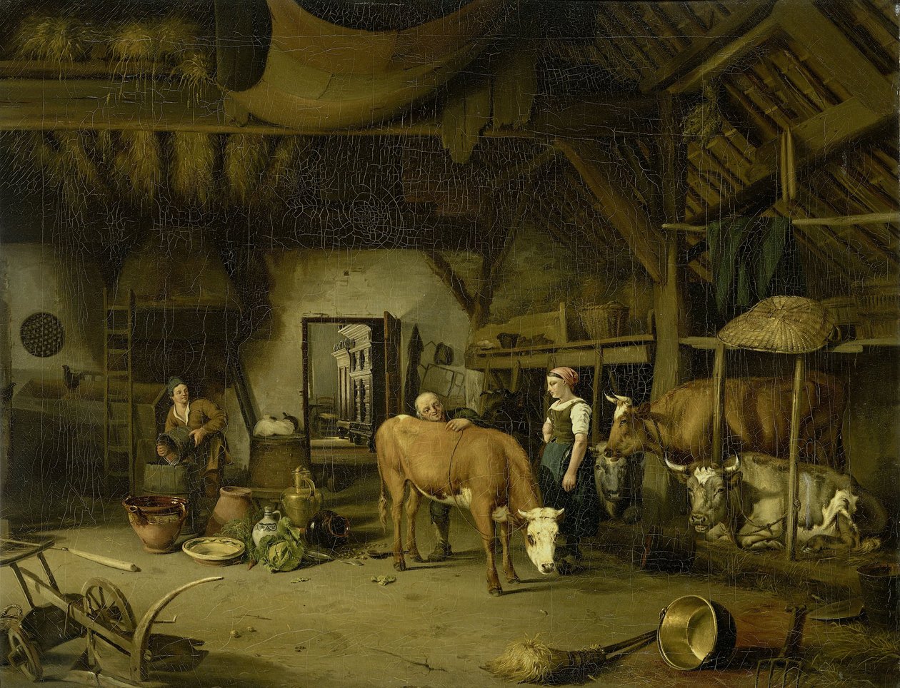 Selský interiér, asi 1830-1860 (olej na plátně) od James de Rijk