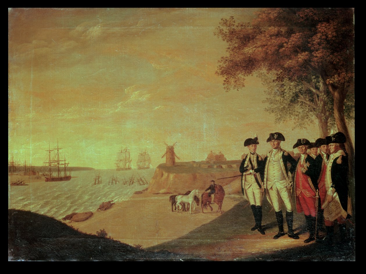 Washington a generálové v Yorktownu od James the Elder Peale