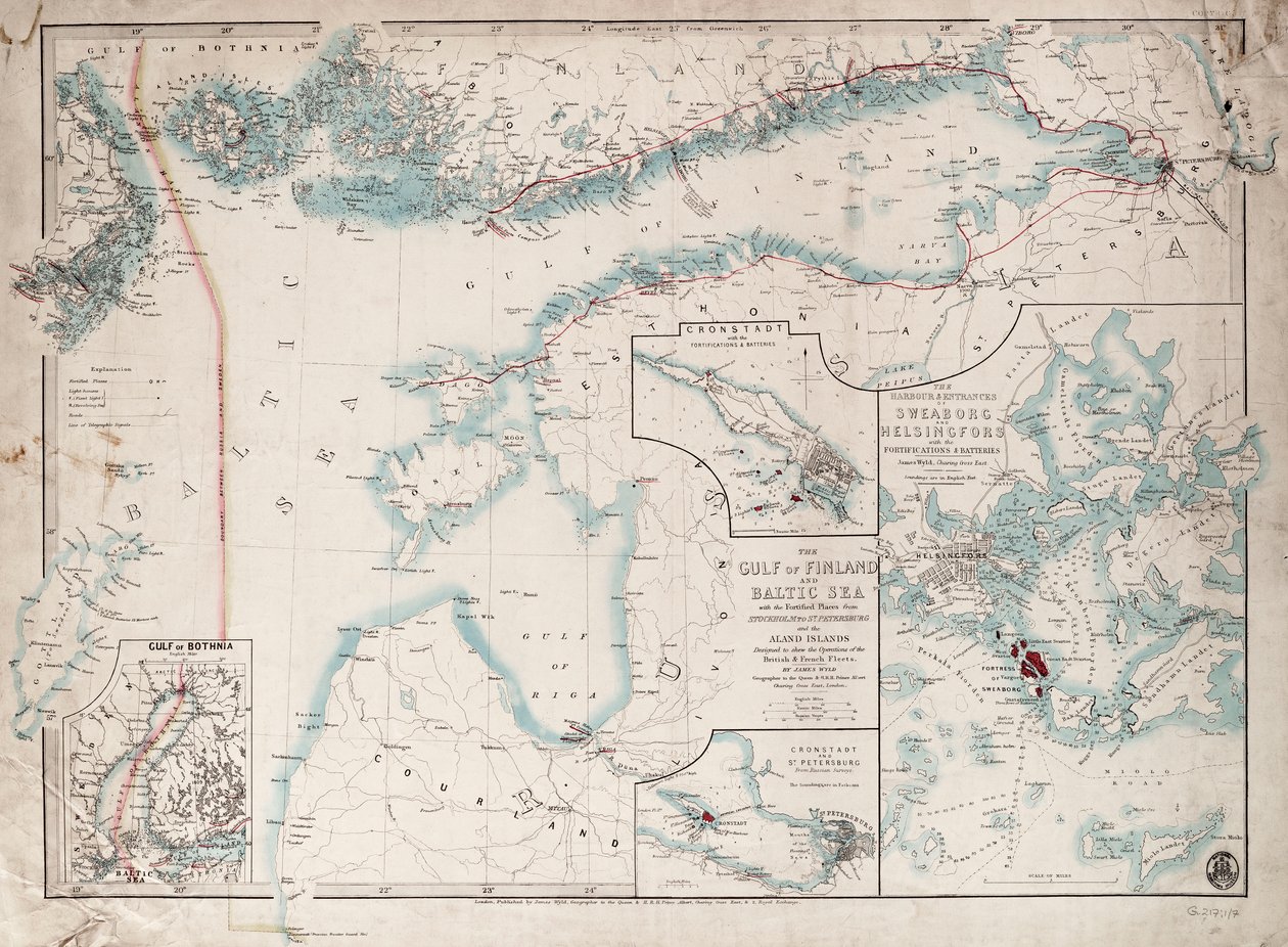 Mapa Finského zálivu a Baltského moře od James the Younger Wyld