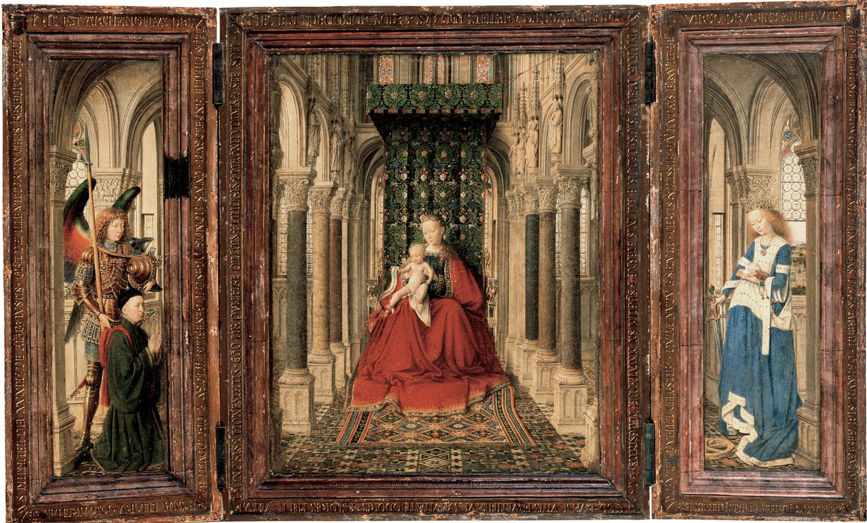 Triptych Marie a dítěte, svatého Michaela a Kateřiny od Jan van Eyck