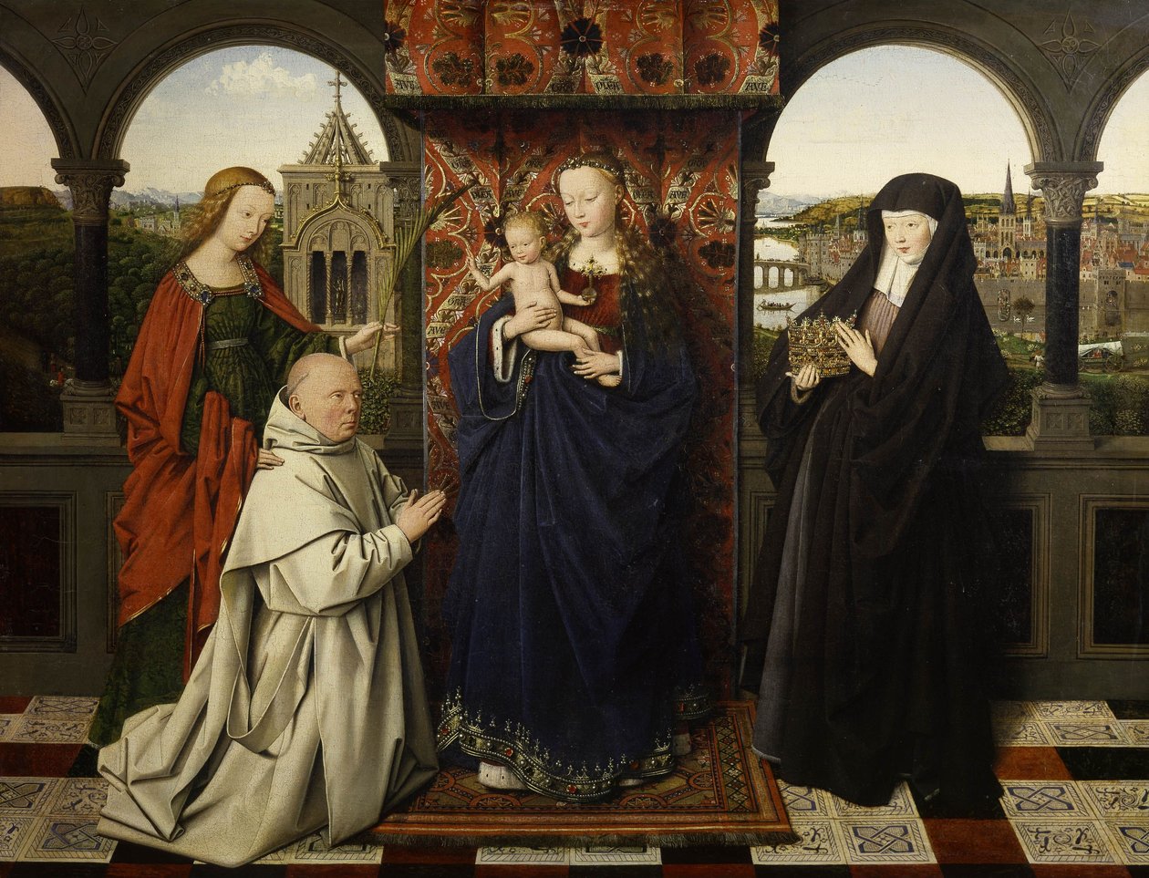 Virgin and Child, with Saints and Donor od Jan van Eyck