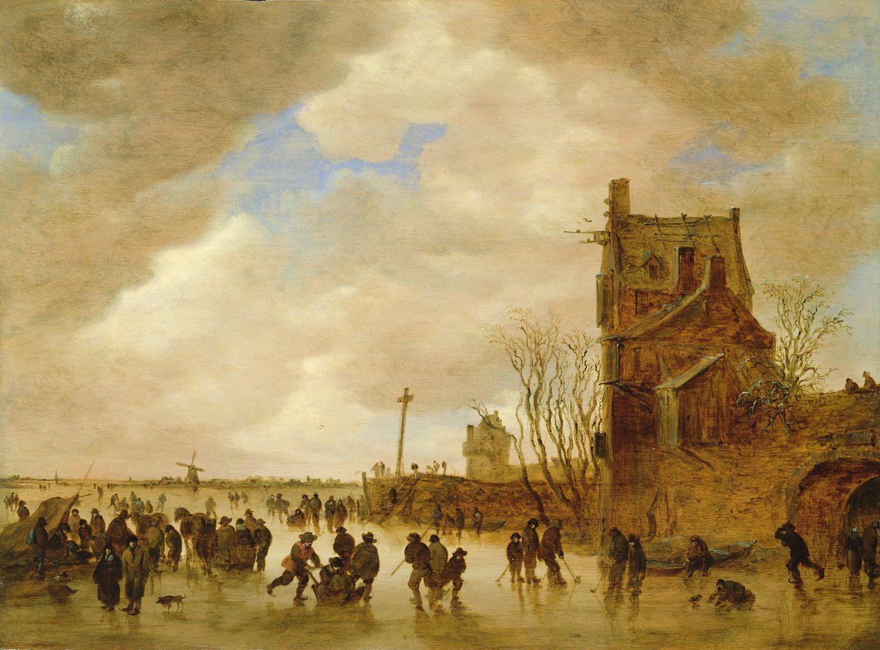 Zimní bruslařská scéna od Jan Josephsz van Goyen