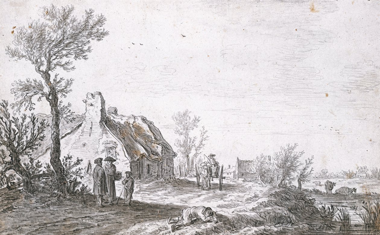 Venkovská cesta se psím vozíkem před usedlostí, 1626 od Jan Josephsz van Goyen