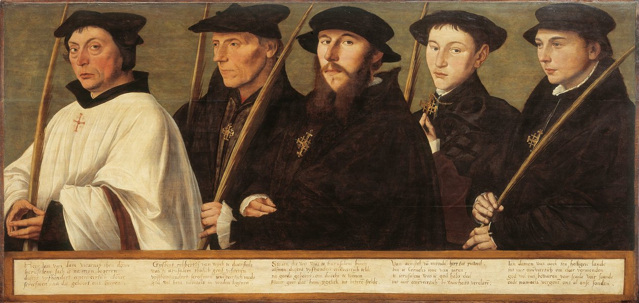 Pět členů Utrechtského bratrstva jeruzalémských poutníků od Jan van Scorel