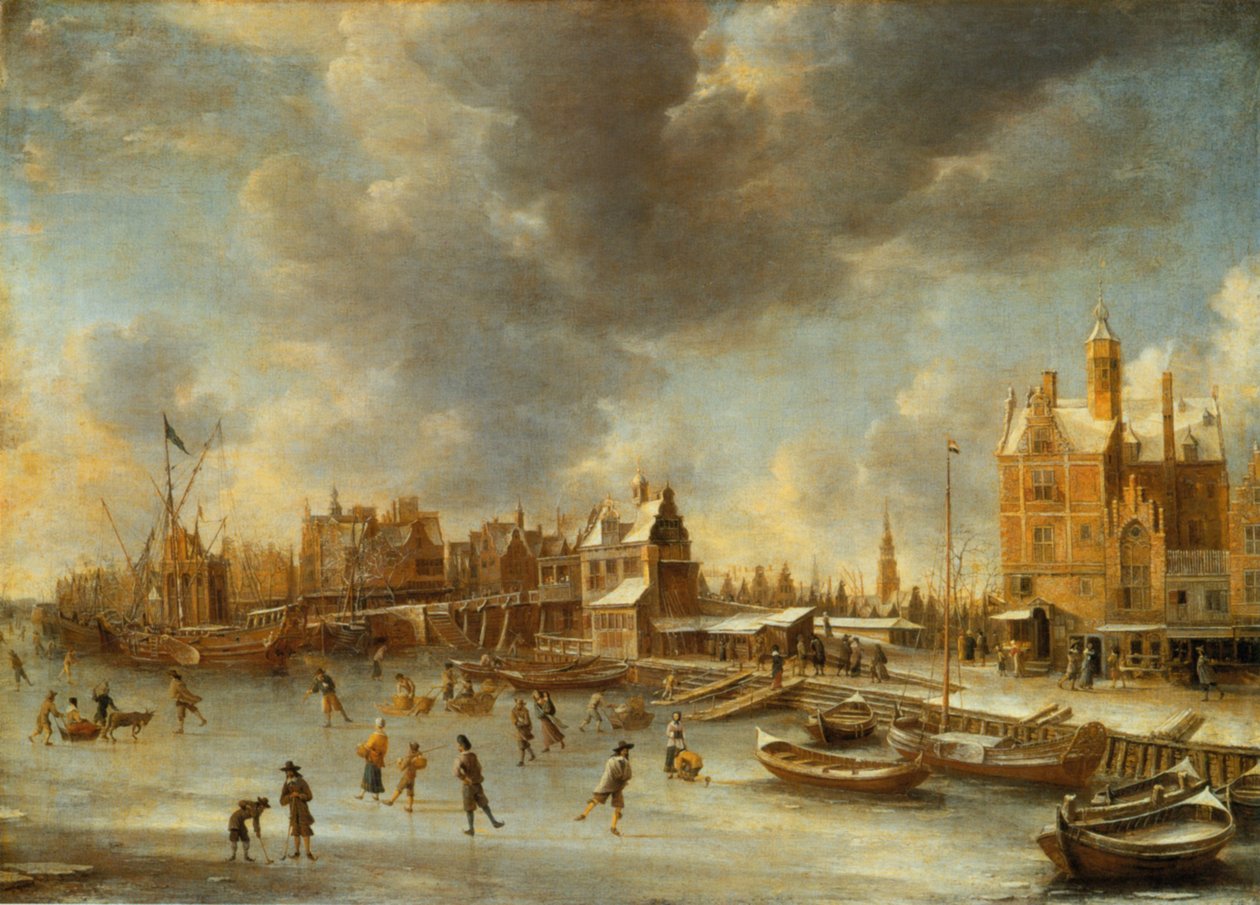 Bruslaři na Y před Paalhuis od Jan Abrahamsz. Beerstraten