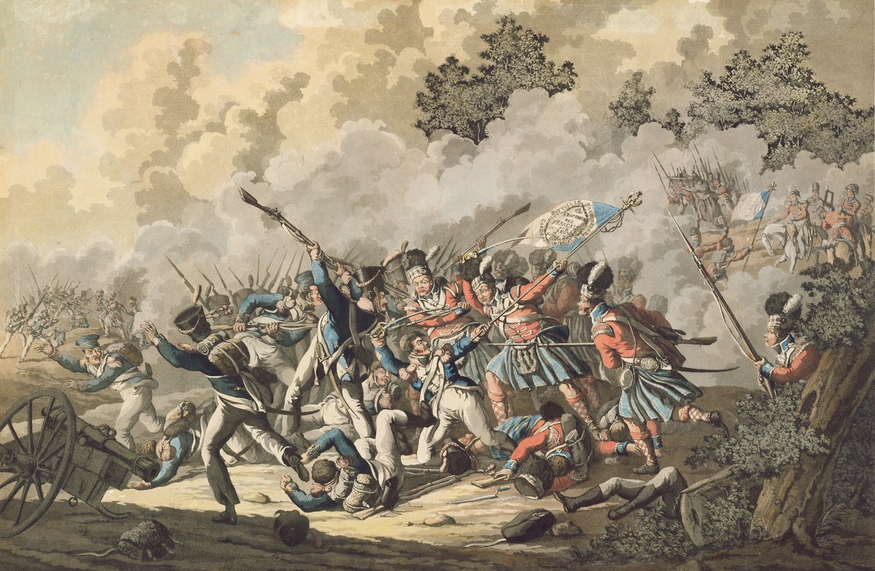 Skotské jednotky a stará císařská garda, Waterloo, 18. června 1815 od Jan Anthonie Langendyk