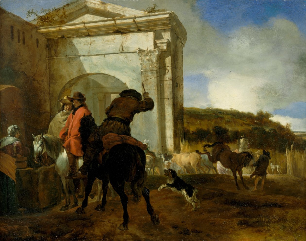 Italská krajina s jezdci na jaře od Jan Baptist Weenix