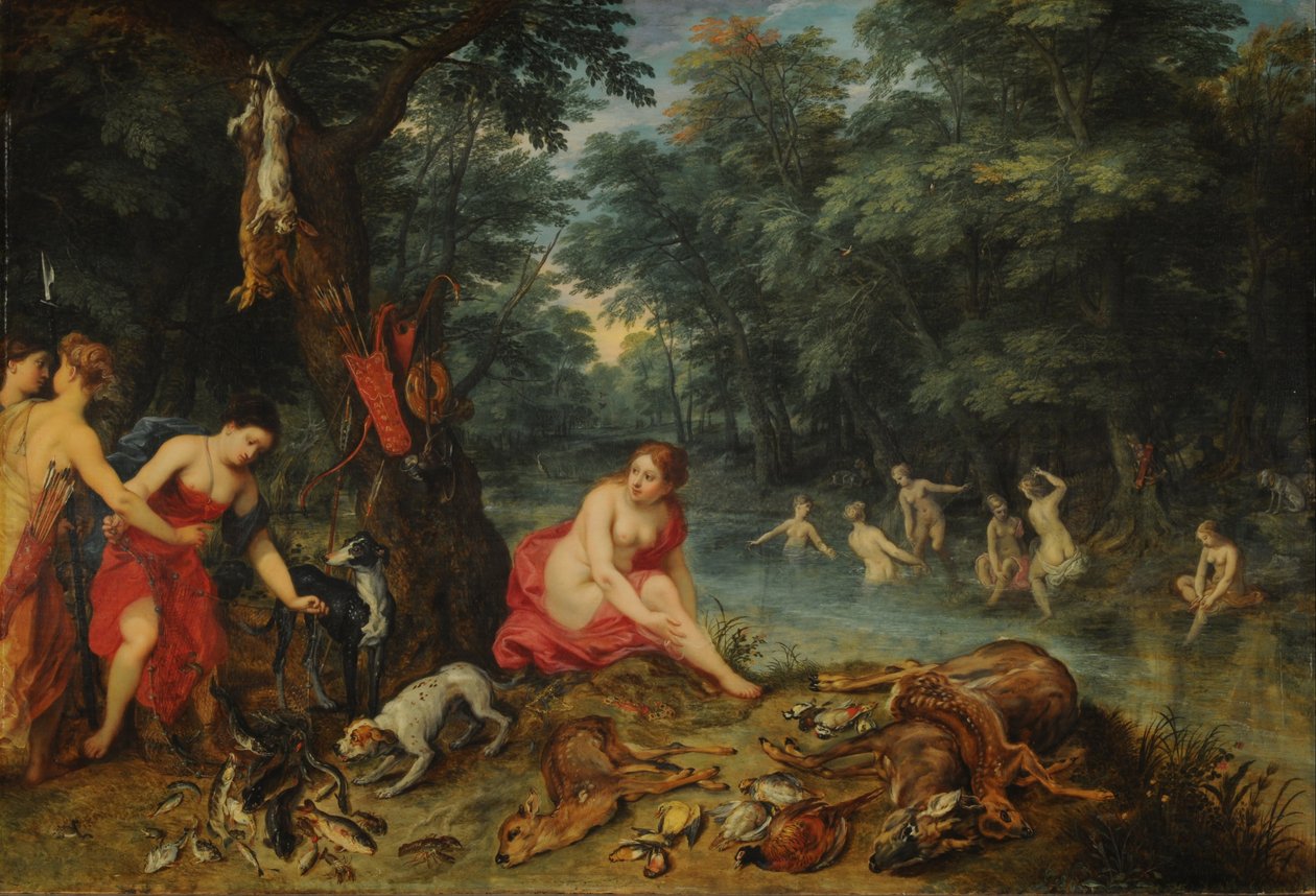 Nymphs Bath (Dianiny nymfy vracející se z rybolovu) od Jan the Elder Brueghel