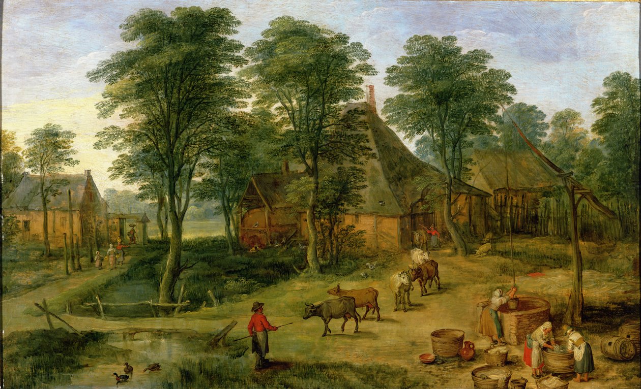 Hospodářský dvůr od Jan the Elder Brueghel