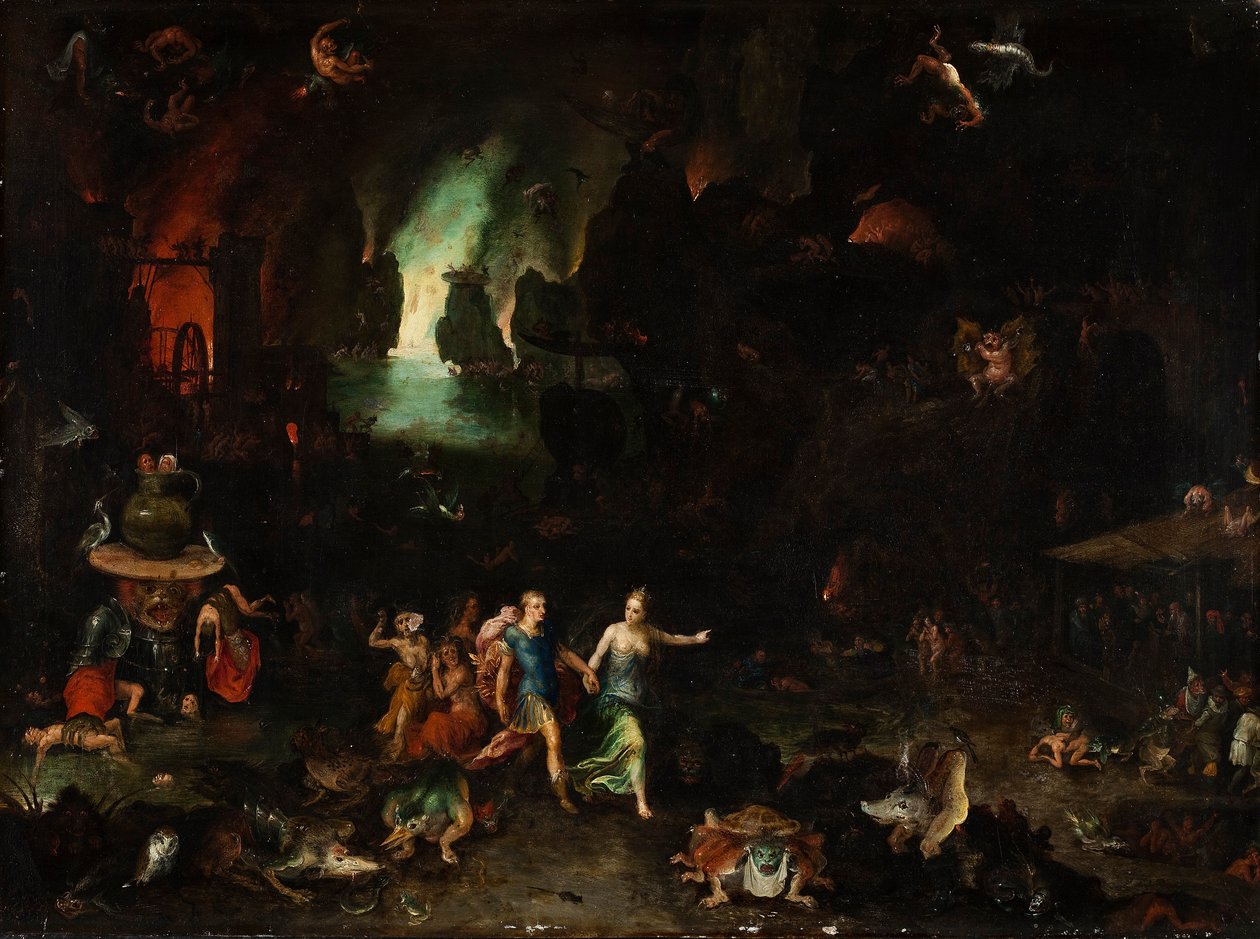 Aeneas a kumejská Sibyla v podsvětí od Jan the Elder Brueghel