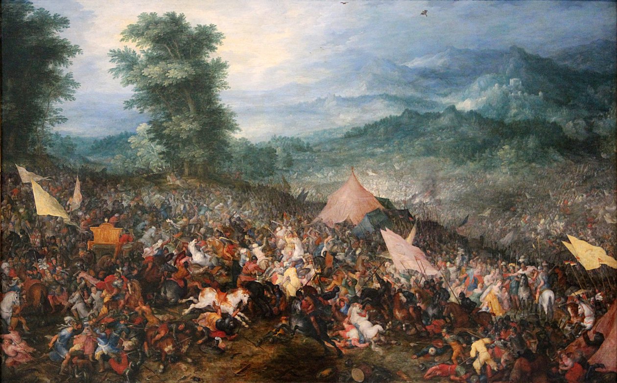 Bitva u Gaugamely 1. října 1602 od Jan the Elder Brueghel