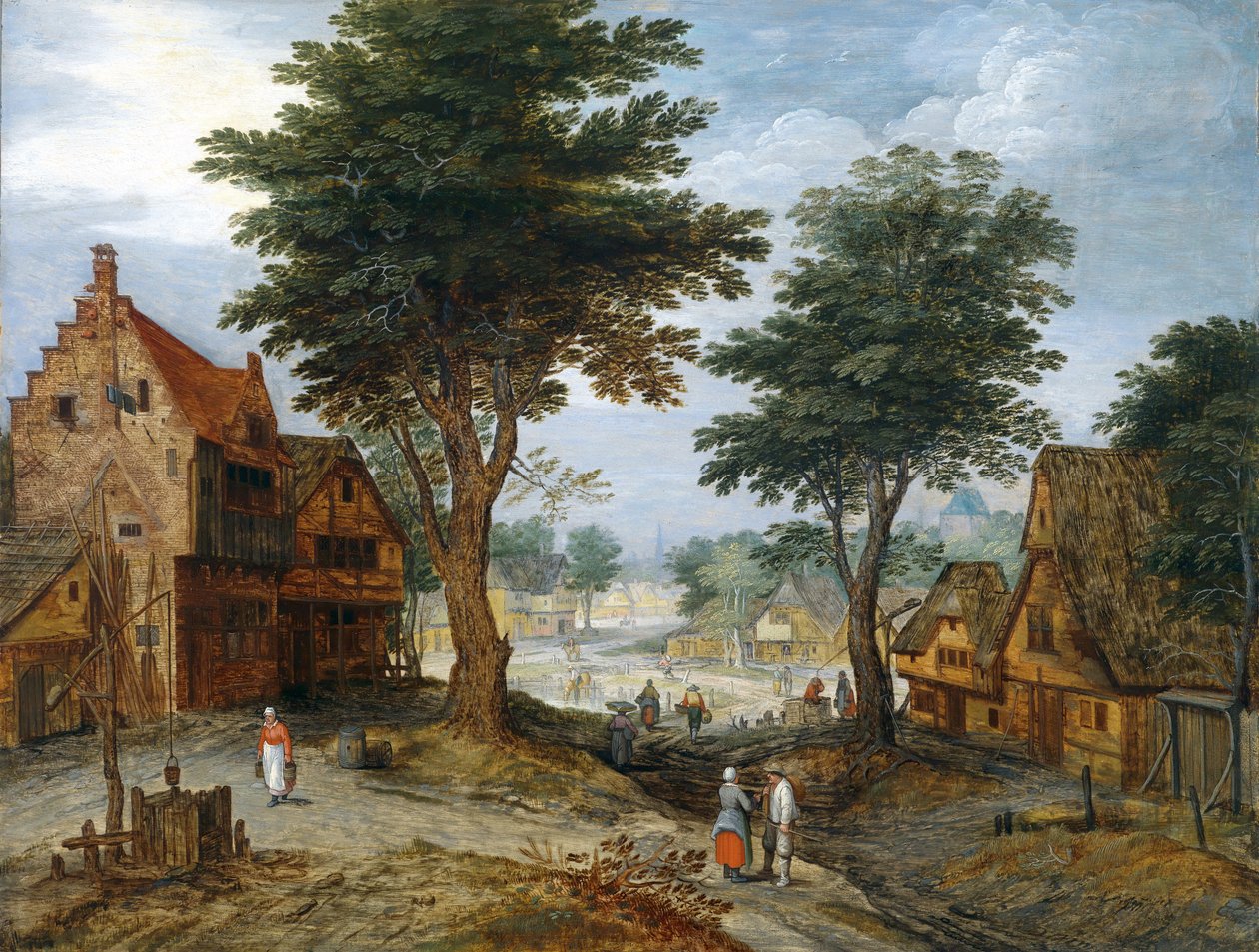 Rušná vesnická krajina se stromy od Jan Brueghel the Younger