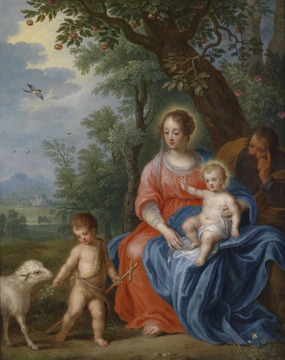 Svatá rodina s chlapcem Johnem a beránkem od Jan Brueghel the Younger