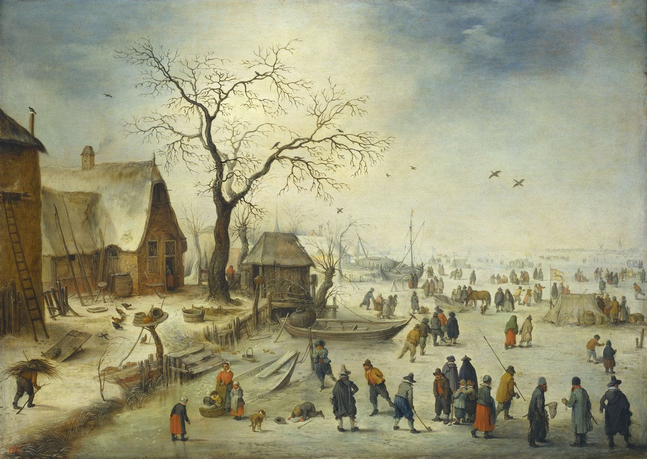 Vesničané na ledě od Jan Brueghel the Younger