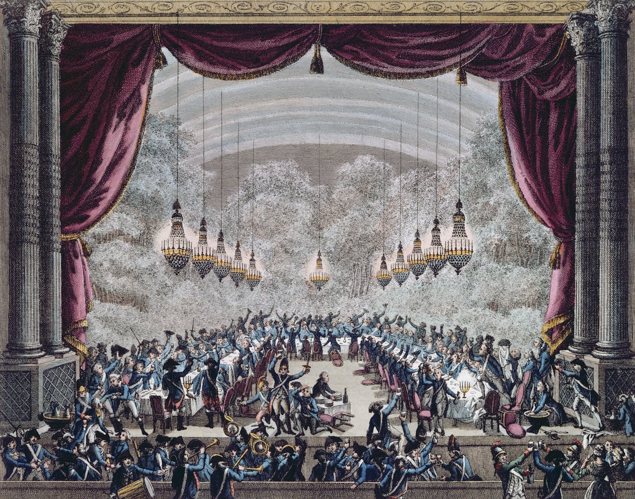 Banket pořádaný důstojníky francouzského Gardes du Corps pro důstojníky Flanders Regiment, 31. září 1789, konec 18. století od Jan Bulthuis