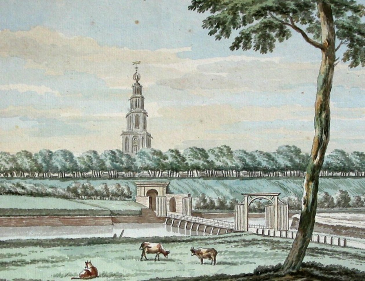 Exteriér Oosterpoort a Oosterpoortenbrug s městskou zdí Groningen od Jan Bulthuis