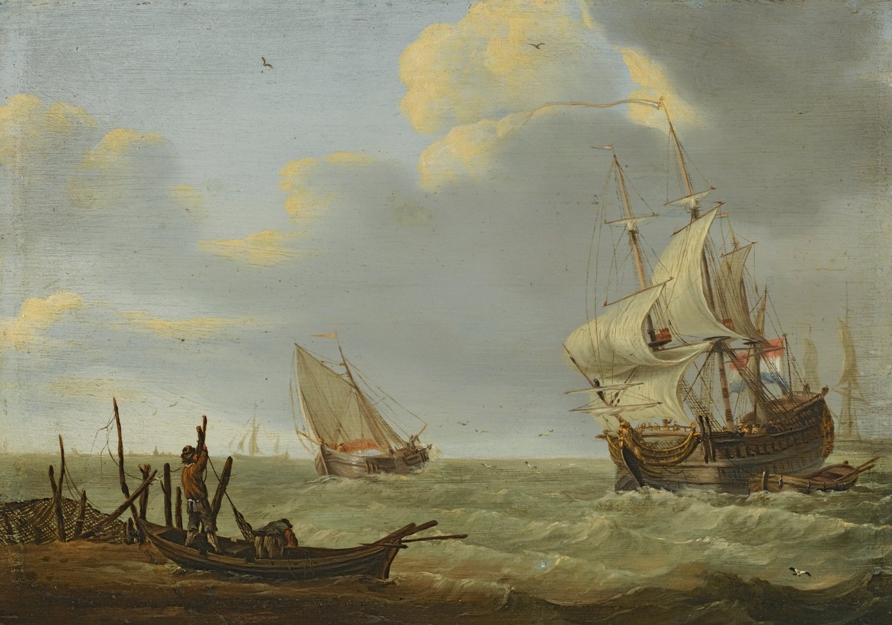 Plavidla ve větru od Jan Claesz Rietschoof