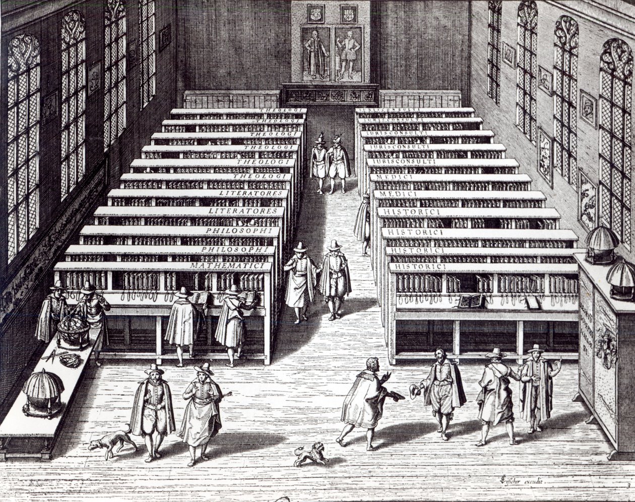 Leiden University Library, 1610 (černobílá fotografie) od Jan Cornelis Woudanus