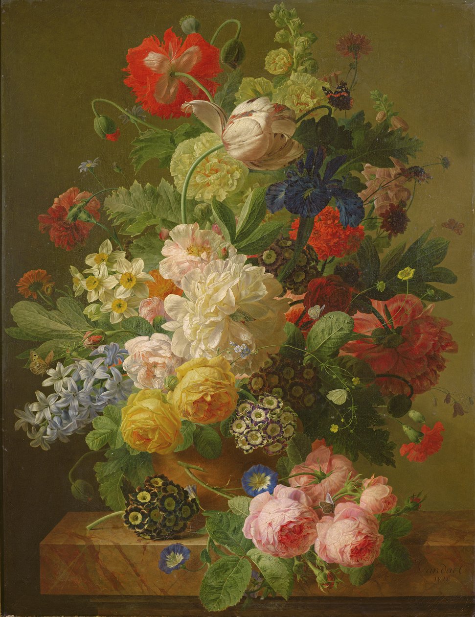 Květiny ve váze na mramorovém konzolovém stolku, 1816 od Jan Frans van Dael