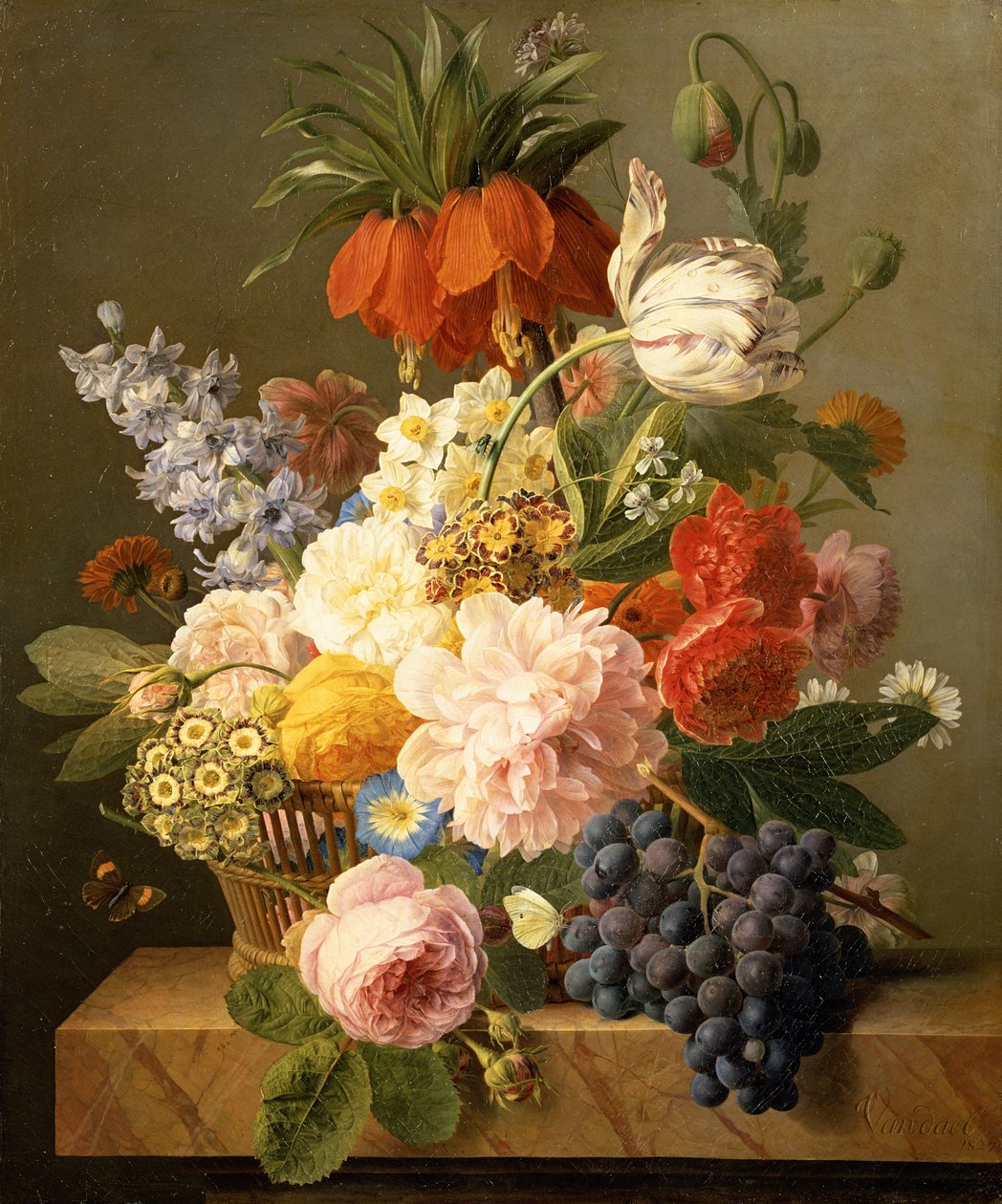 Zátiší s květinami a ovocem, 1827 od Jan Frans van Dael