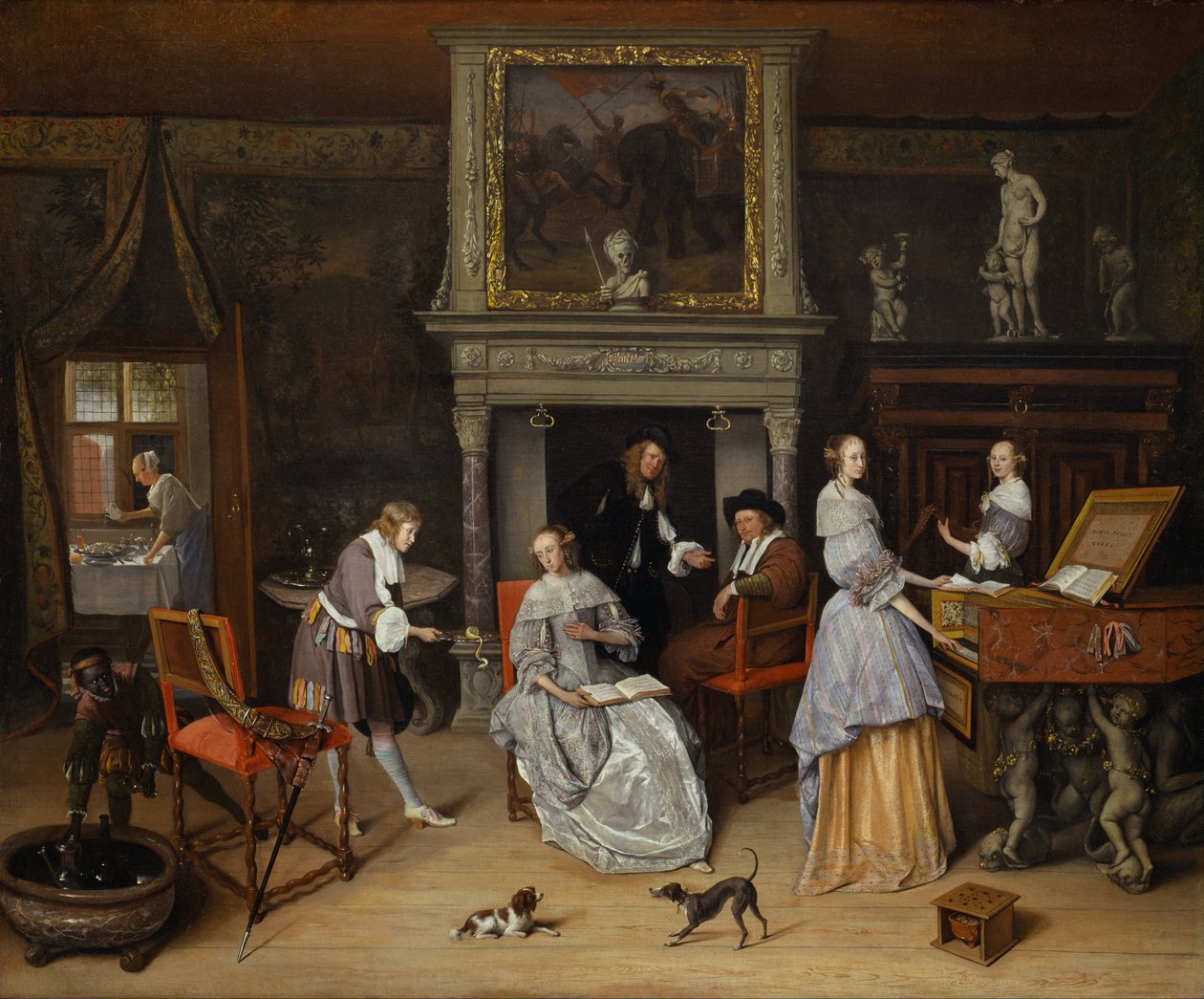 Interiér Fantasy s Janem Steenem a rodinou Gerrita Schoutena od Jan Havickszoon Steen