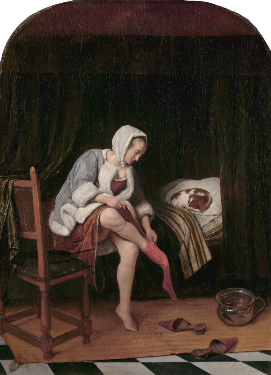 Žena na svém WC od Jan Havickszoon Steen