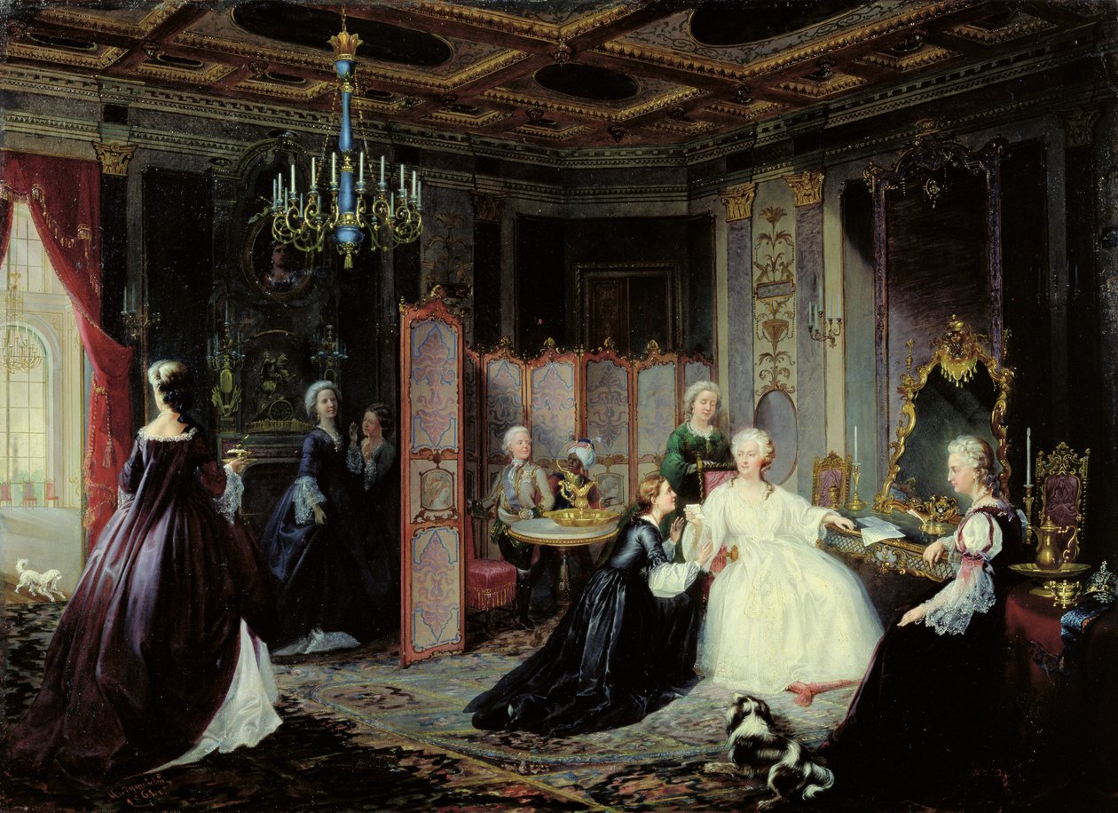 Císařovna Kateřina Veliká (1729-96) dostává dopis, 1861 od Jan Ostoja Mioduszewski