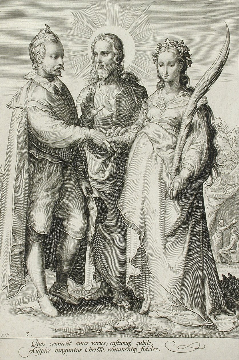 Křesťanské manželství, deska 3 z trilogie manželství, kolem roku 1594 od Jan Saenredam