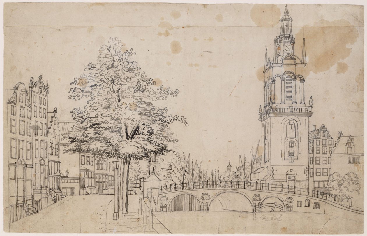 Jan Rodenpoortstoren s Torensluis. Pero v šedé barvě. Rozměry neznámé. Amsterdam, městský archiv Amsterdam od Jan Spaan
