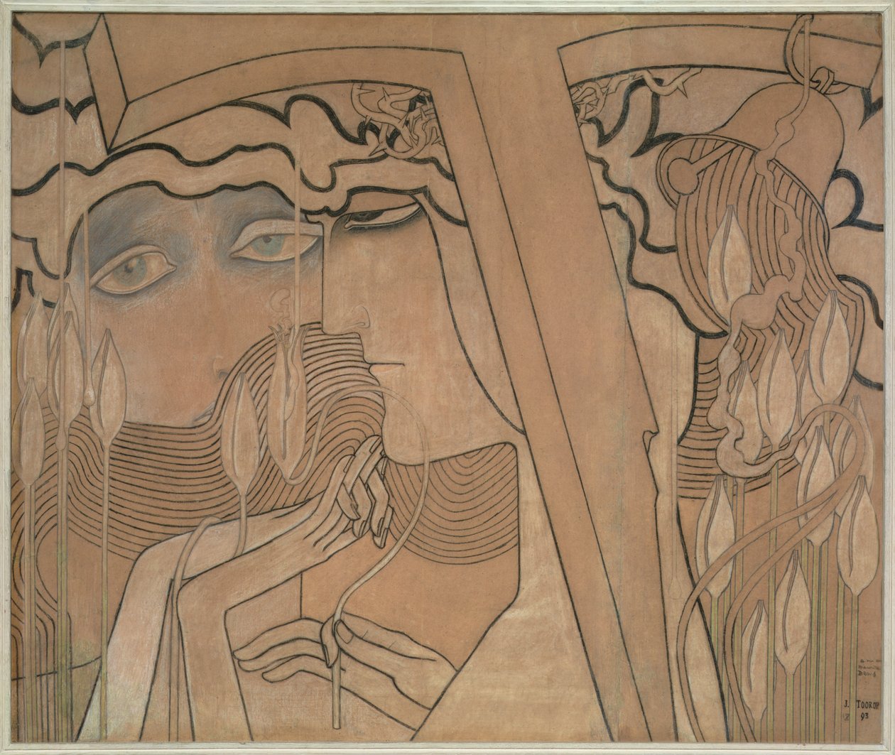 The Desire and the Satisfaction, 1893 (pastel na kartě) od Jan Toorop
