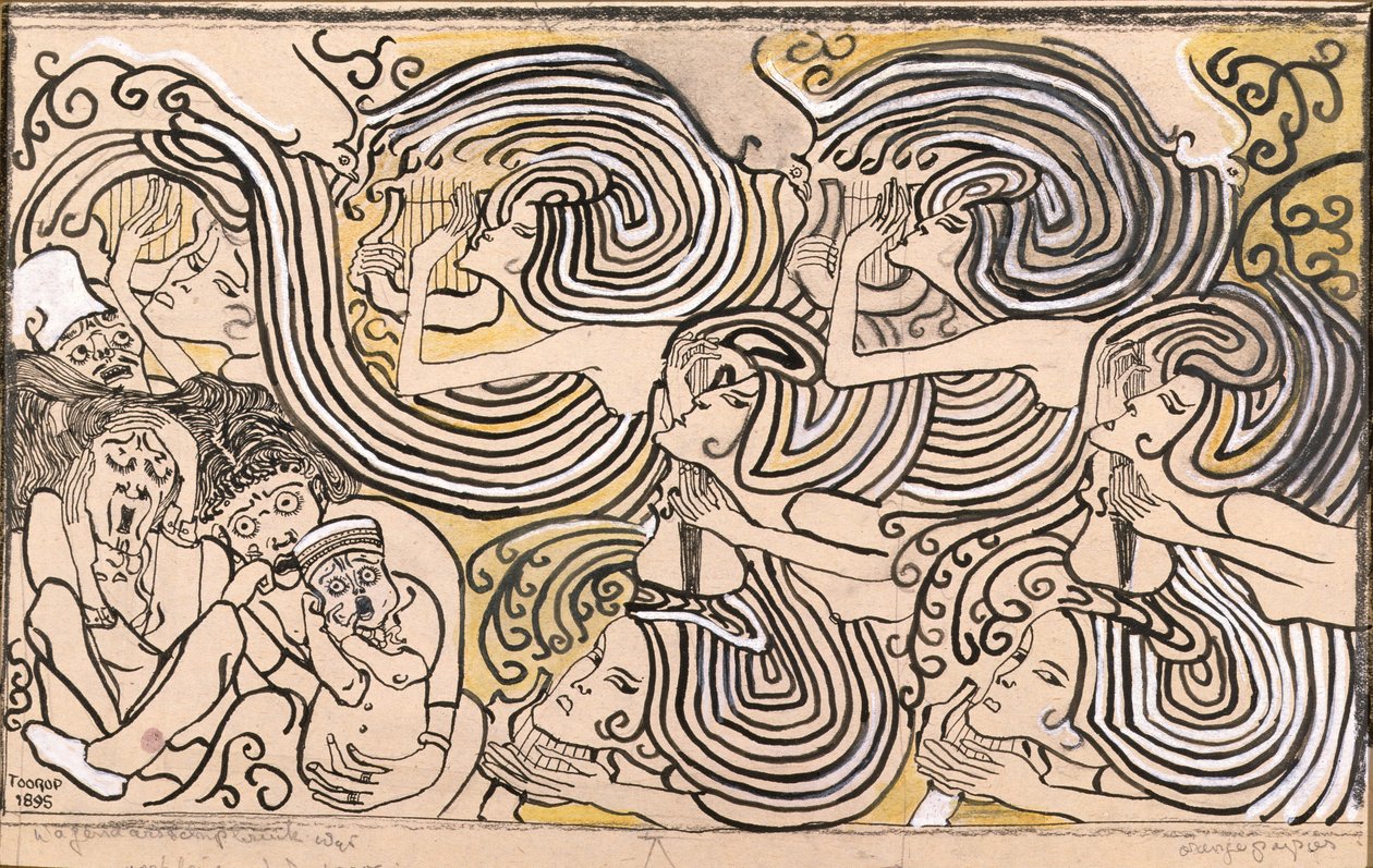Shipwreck, 1895 (inkoust a barevná křída na papíře) od Jan Toorop