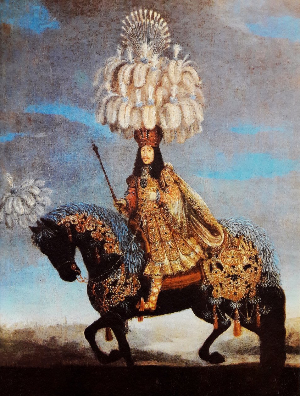 Leopold I na koni v kostýmu pro koňský balet od Jan Thomas van Ieperen