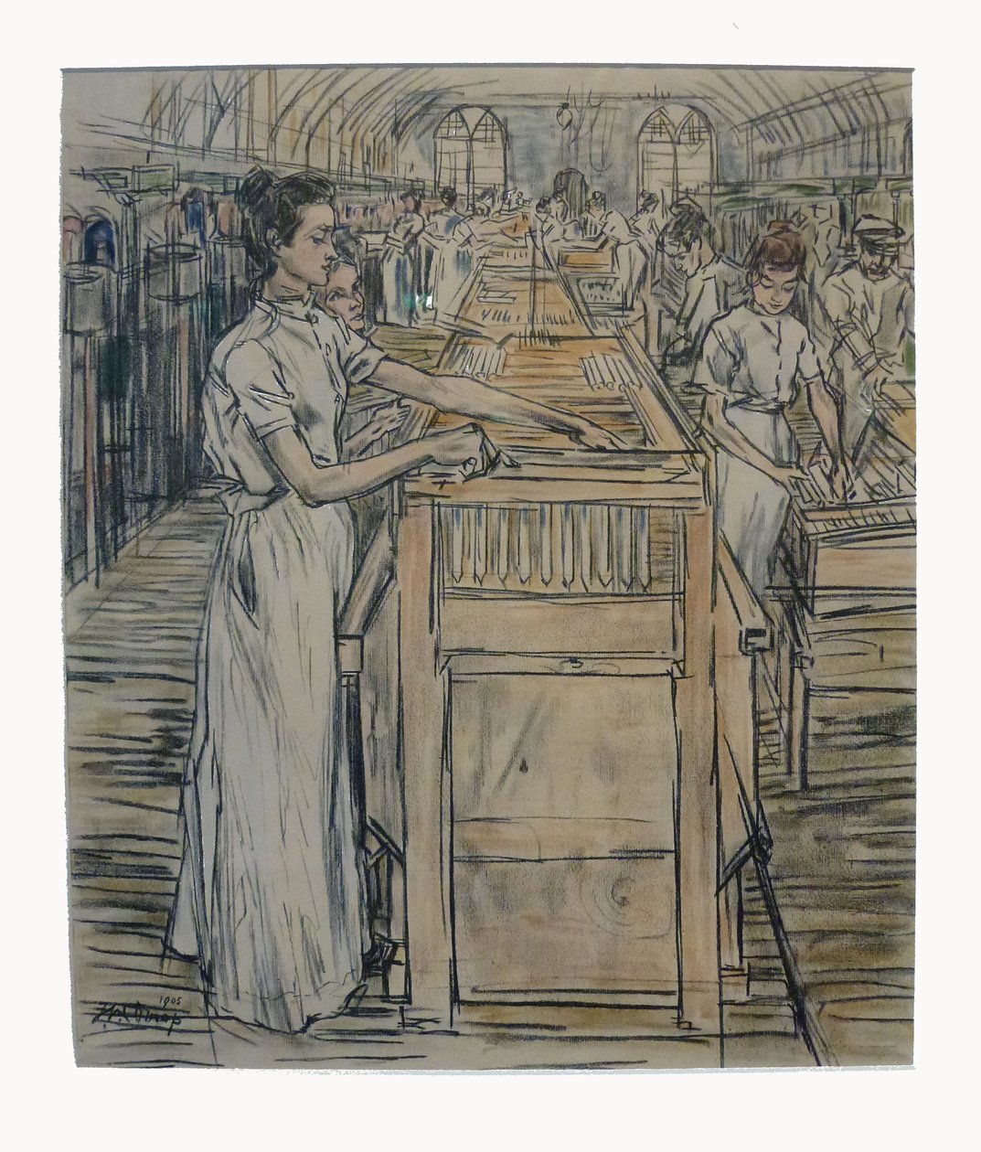 Afwerkerij 1 z 12 litografií, které Toorop vyrobil o výrobě svíček od Jan Toorop