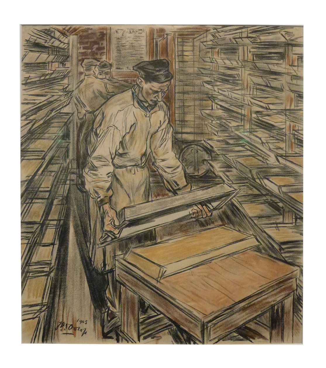 Koekenkamer 1 z 12 litografií, které Toorop vyrobil o výrobě svíček od Jan Toorop