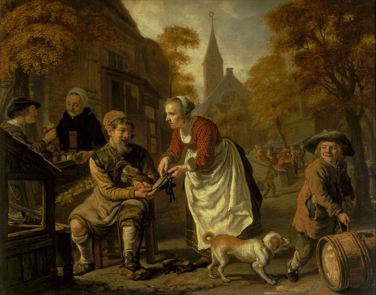Vesnická scéna s ševcem, cca 1650 od Jan Victors