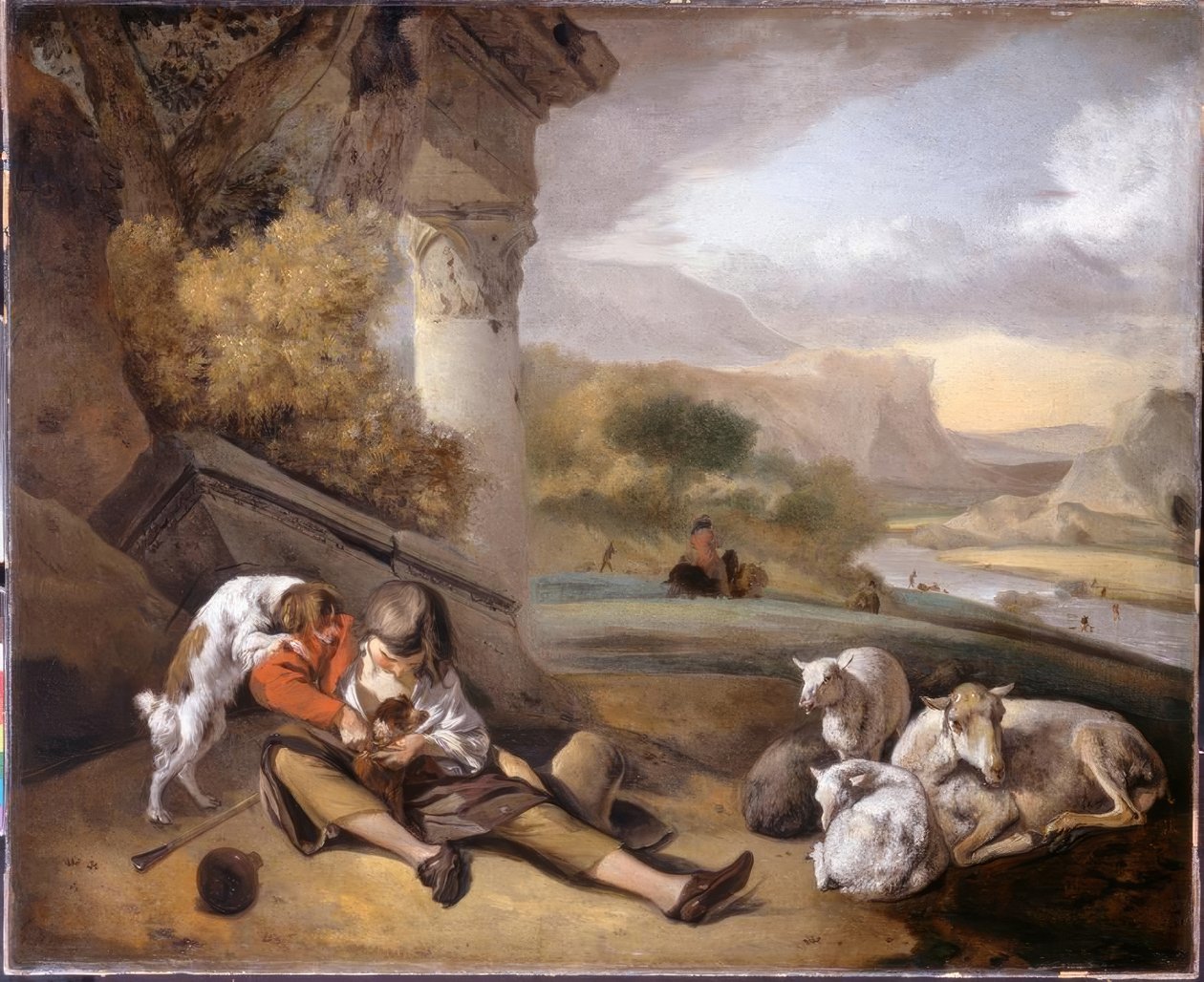 J.Weenix, Krajina s ovčákem od Jan Baptist Weenix