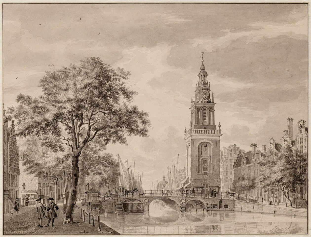 Torensluis a Jan Rodenpoortstoren. Výkres. Amsterdam, městský archiv Amsterdam od Jan de Beijer
