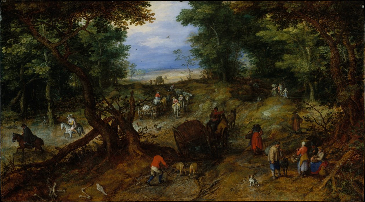 Lesní cesta s pocestnými, 1607 od Jan the Elder Brueghel